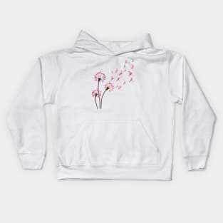 Flamingo Dandelion Flower Kids Hoodie